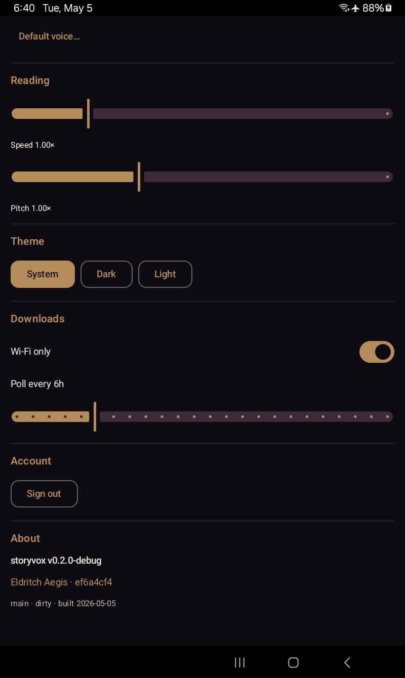 Settings hub